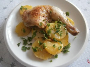 Pečené brambory a kuře