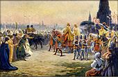 Karel IV. a Anna Svídnická vjíždějí roku 1355 do Říma